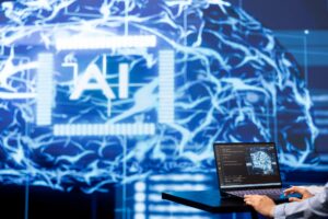 Engineer developing innovative artificial intelligence solutions