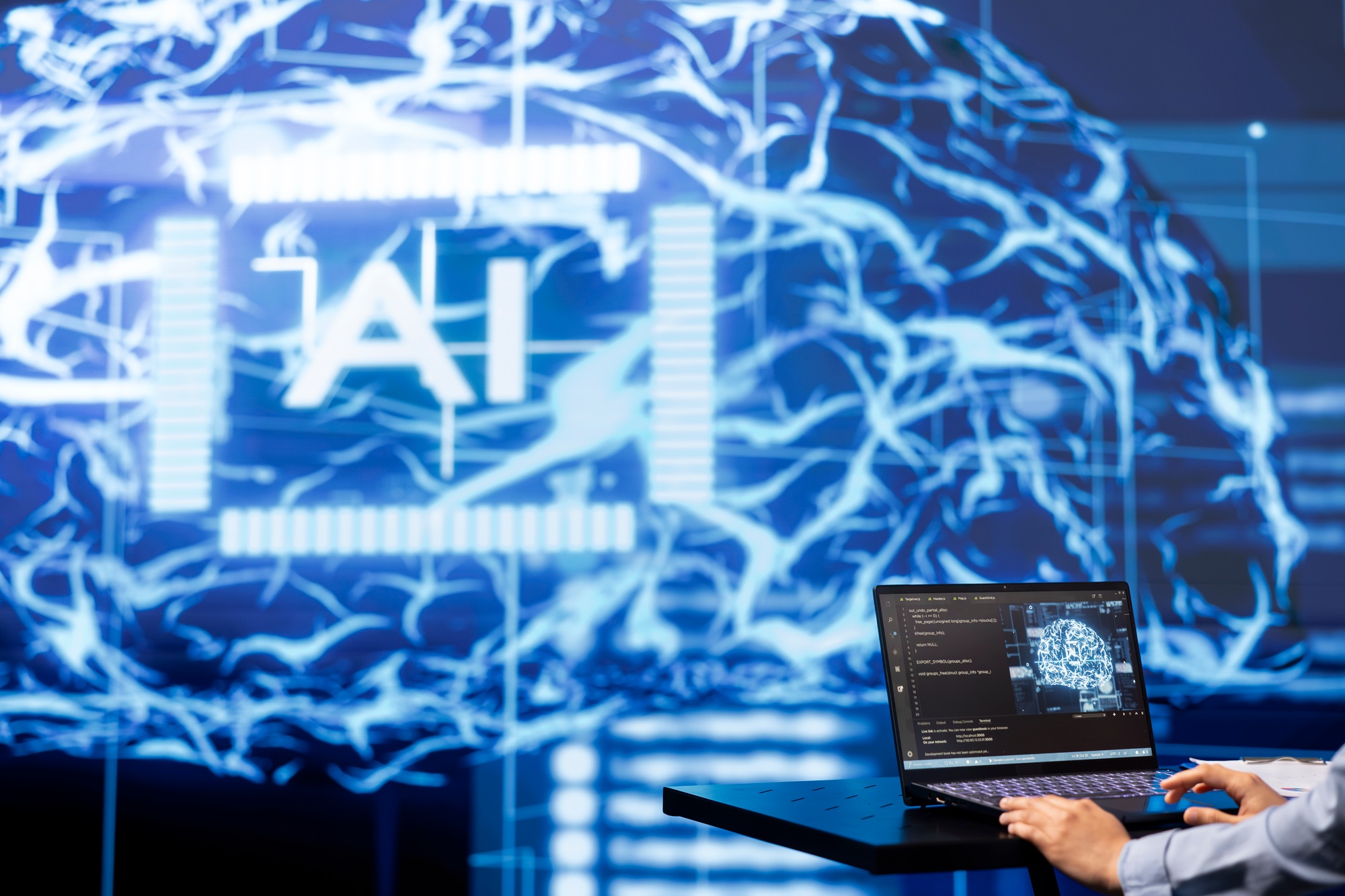 Engineer developing innovative artificial intelligence solutions